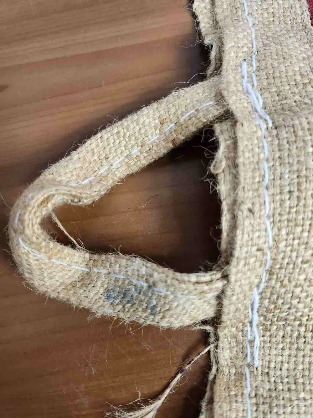 Vintage Style Royal Basmati Rice Burlap Bag, Side Zippered Tote Bags #A62